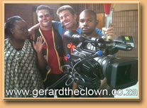 gerard and rd the clown at a tv shoot